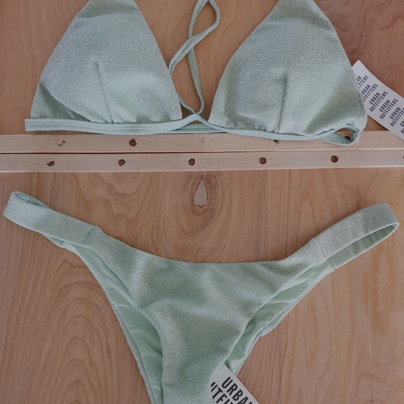 URBAN OUTFITTERS Glimmer Cheeky Bikini Bottom & Triangle Bikini Top- NWT (L) - Picture 7 of 15